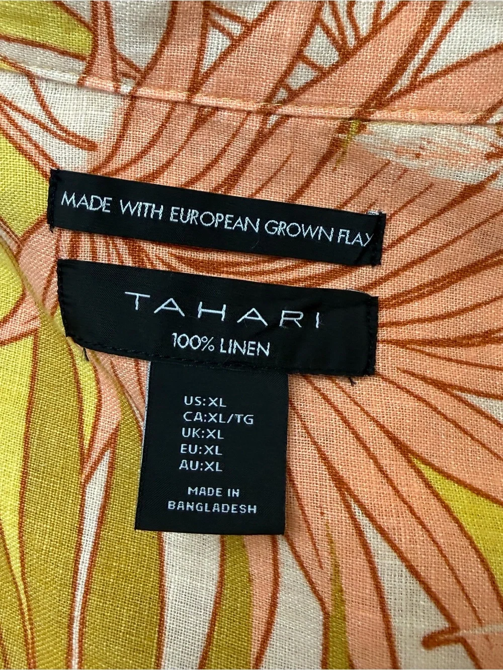 Tahari 100% Linen Tropical Palm Print Sleeveless Top MOP Buttons Size XL - Picture 8 of 10